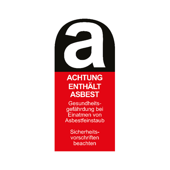 Aufkleber Achtung enth&auml;lt Asbest 11cm